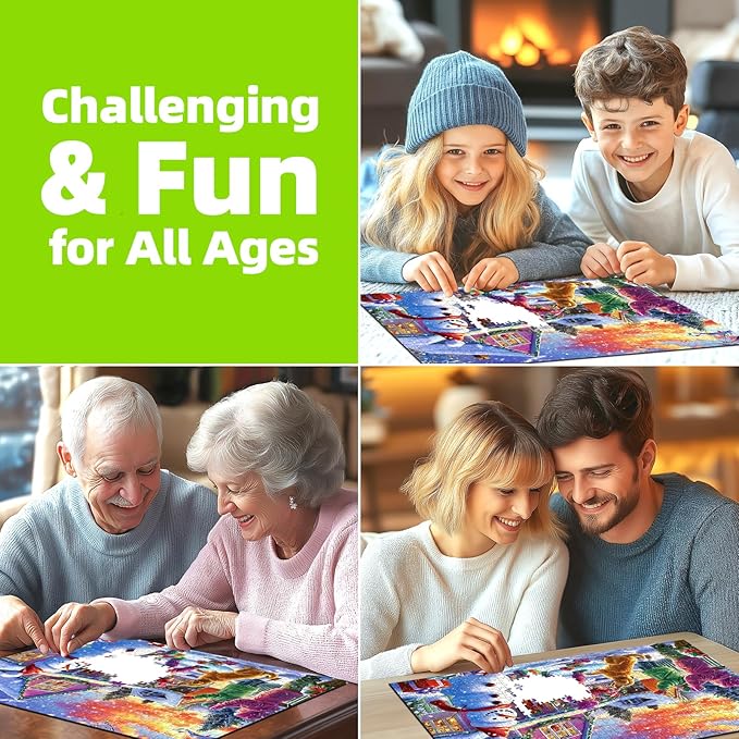 Christmas Puzzles for Adults 1000 Pieces, Christmas Snowman Ice Sculpture with Dog Jigsaw Puzzles Adults and Teens Family Challenging for Game Nights (27.5 x 19.7 inch)