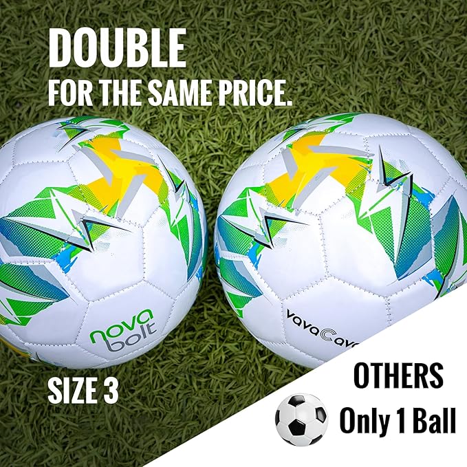 VavaCava 4'x3' Size Portable Soccer Goals Set for Backyard Fun, 2 Nets, 2 Size 3 Balls, 10 Marker Cones, Pump and Carry Bag, Outdoor Games for Backyard, Beach, Lawn, Kids Soccer Training Equipment