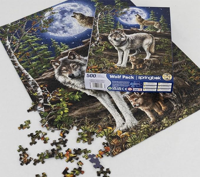 Springbok Wolf Pack 500 Piece Jigsaw Puzzle for Adults - Unique Cut Pieces - Made in USA