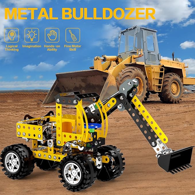 Lucky Doug Stem Building Projects Toys for Kids Boys 8 9 10 11 12 Year Old, Metal Building Construction Model kit, Building Blocks DIY Toy