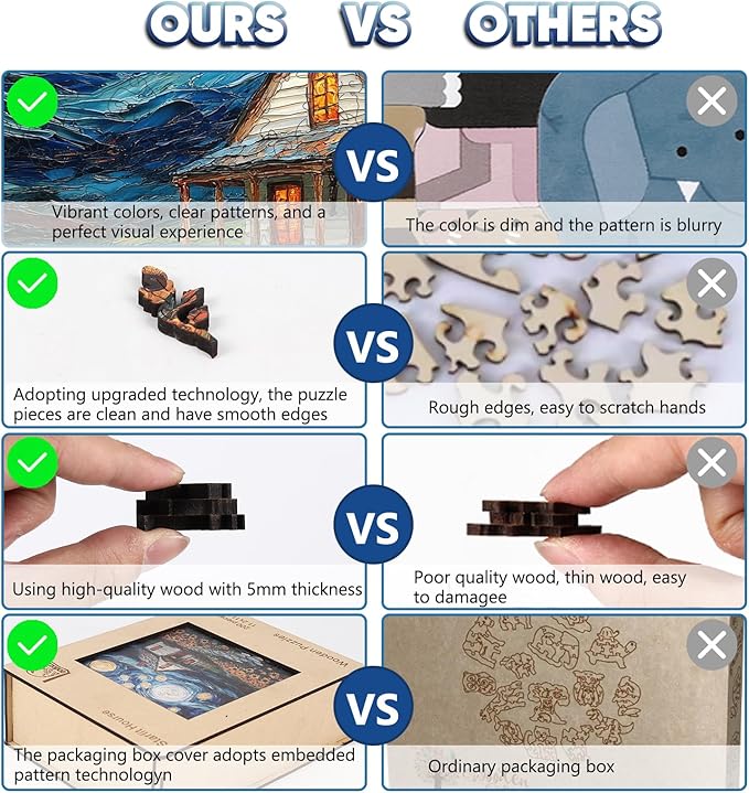 Leodozzio Wooden Puzzles for Adults, Starlight House Jigsaw Puzzles 200 Pieces, 5MM Thick Unique Shaped Animal Wooden Puzzle, Perfect Choice for Gifts, Wall Art Room & Artistic Home Decor, 11.2"x11.2"