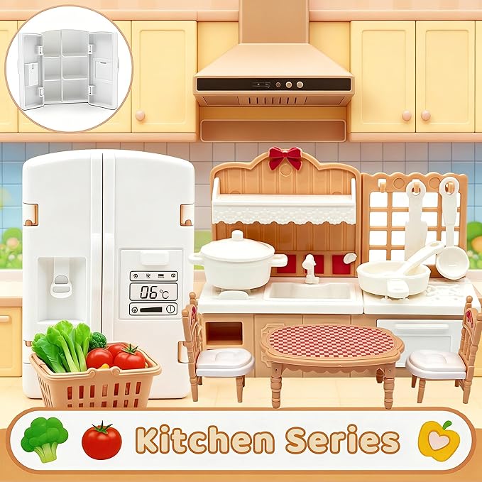 Doll House Furniture Accessories Four Major Series: Living Room, Bedroom, Bathroom, Kitchen Miniature Dollhouse Furniture Birthday (Style-C)