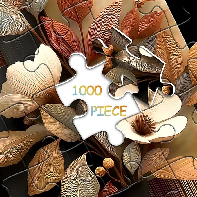 Timber Blooms Puzzles for Adults 1000 Pieces, Unique Flower Jigsaw Puzzle Vase, Floral Bloom Puzzle, Beautiful Flower Wall Decor