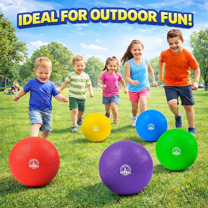 12 Inch Kickball Playground Balls Set(1,6,12)Pack, Durable PVC Dodgeballs for Kids & Adults, Outdoor & Indoor Games with Pump and Bag, Bouncy Balls for School, Gym, Birthday Gift for Boys and Girls