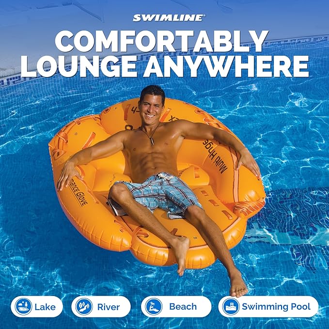 Swimline Giant Inflatable Baseball Glove Pool Float , Brown, 62"/50"/16"