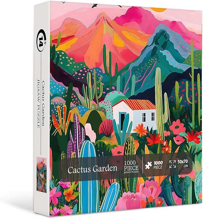 Cactus Puzzle for Adults - 1000 Piece Desert Plant & Mountain Landscape Nature Succulent Jigsaw Puzzle