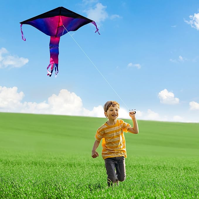 Joyin 3PCS Delta Kites for Adults & Kids, Easy to Fly Multicolor Kite with 262.5ft String, Large Beach Flying Toys for Family Activities, Outdoor Beach Games for Beginners Teens Adults