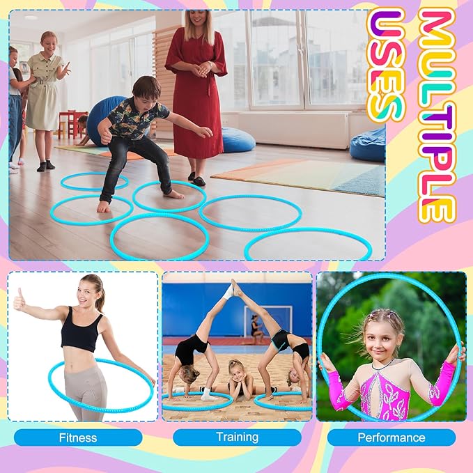 2 Pcs Toy Hoop Exercise Hoop Detachable Adjustable Plastic Toy Ring Playground Equipment for School Colored Circles Exercise Ring for Teens Dog Agility Equipment(Blue,23 Inch)
