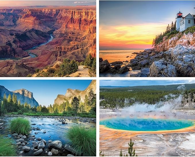 Bits and Pieces - 4-in-1 Multi-Pack 300 Piece Jigsaw Puzzles for Adults - 300 pc Large Piece America The Beautiful National Parks Puzzle Set Bundle - 16" x 20" (41cm x 51cm)