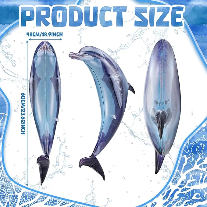 Leyndo 6 Pcs 23.6 Inch Summer Inflatable Dolphin Pool Balloons Large Inflatable Dolphin Pool Birthday Party Decorations Animal Float Ornament for Birthday Party Favors Supplies Gift