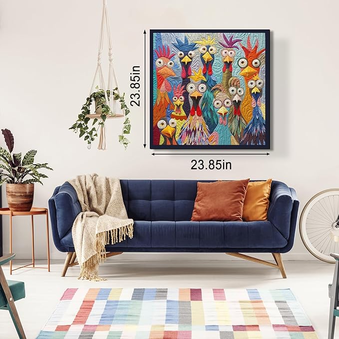 Colorful Chickens Puzzles for Adults 1000 Pieces, Happy Chicken Family Jigsaw Puzzles, Challenging Cute Animal Puzzle as Home Wall Art