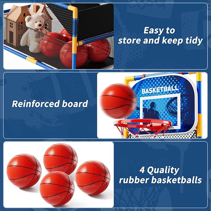 Arcade Basketball Game Set for Kids 3-12 Years Old, Kids Basketball Hoop with 4 Balls & Pump, Indoor Outdoor Sports Play Toys, Basketball Games Toys, for Boys Girls Teens