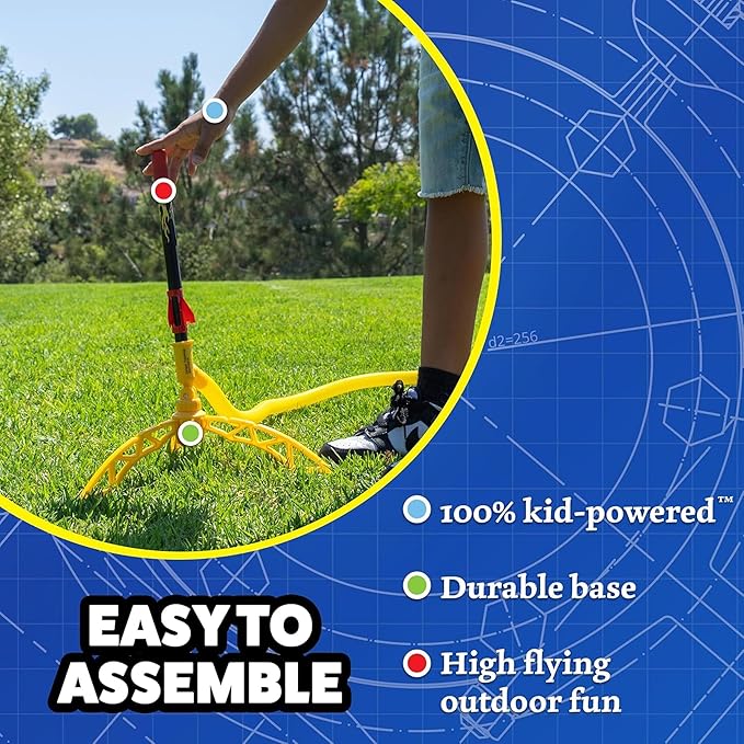 Stomp Rocket Super High-Performance X-Treme Rocket Launcher for Kids Soars Up to 400 Feet - 6 Rockets - Fun Outdoor Toys for Boys & Girls - STEM Foam Blaster - Ages 9 and Up