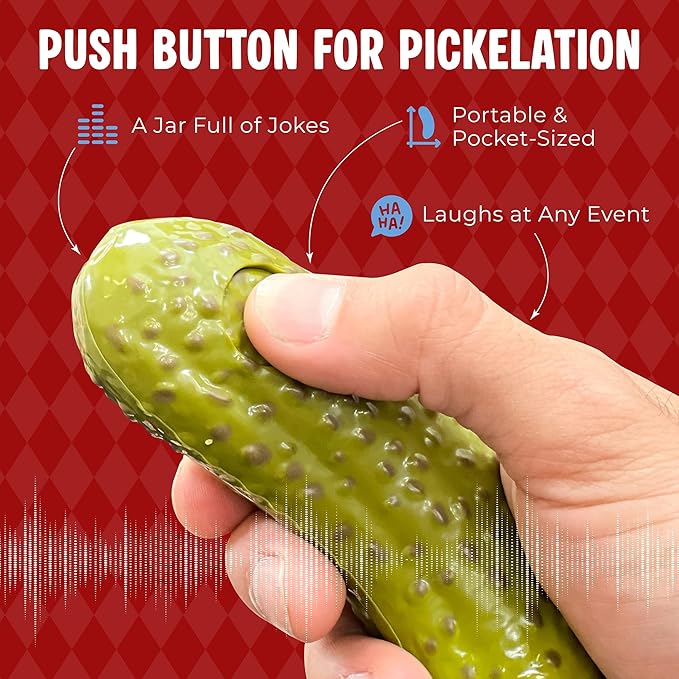 DR DINGUS Dad Joke Pickle Button - +100 Best Jokes - Dill-lightful Gift for Father or Family - Makes Everyone Laugh