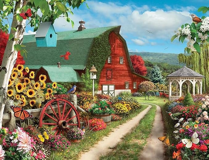 Springbok Silence of The Valley 500 Piece Jigsaw Puzzle for Adults - Farm Illustration - Unique Cut Pieces - Made in USA
