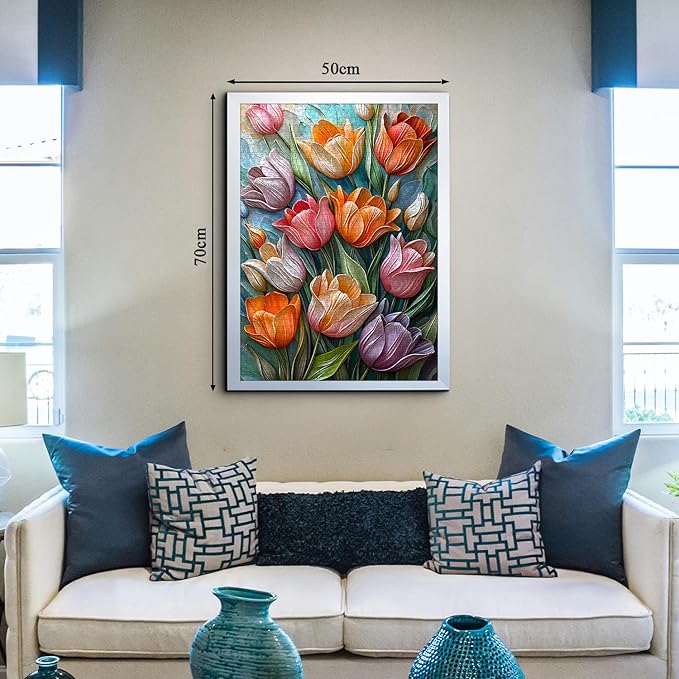 Tulips Flower Puzzles for Adults 1000 Pieces, Unique Floral Puzzle Art, Hard Plant Puzzle, Colorful Tulip Challenging Jigsaw Puzzles for Adults