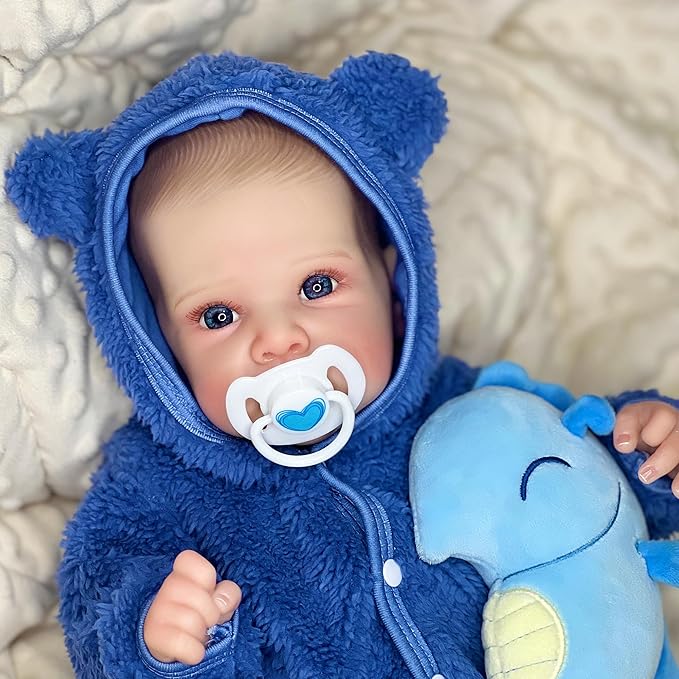 Reborn Baby Doll Accessories Boy,Magnetic Pacifier Set for Reborn Dolls Boy,-Blue 3-Piece,Realistic Newborn Baby Accessories for Kids Gift.