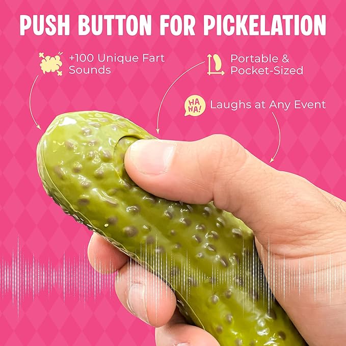 DR DINGUS Farting Pickle Toy - +100 Unique Farts - Hilarious Laughs - Novelty Gag Gift for Friends Family Coworkers Office Students Classroom
