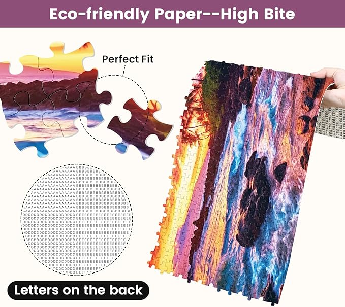500 Piece Beach Puzzle for Adults-Sunset Puzzle | Recycled Cardboar Jigsaw Puzzles 500 Pieces | Challenging Family Activity Great Gift Idea for Family Friends | Difficult Puzzles Size 20.5 x 15 inches