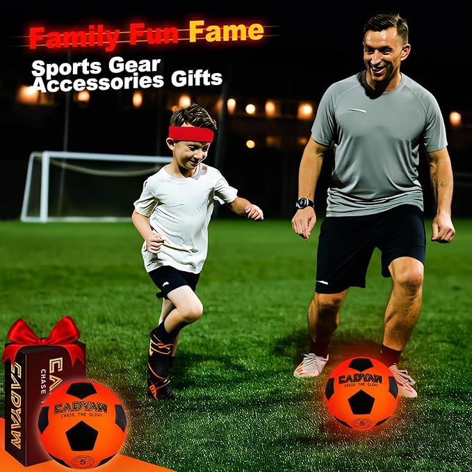 Glow in The Dark Soccer Ball, Rechargeable Light up Soccer Toys, Birthday Gift for Boys and Girls 8-12, Cool Toys for Kids Outdoor Night Activity - Size 5