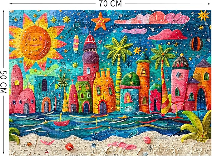 Sunny Beach Puzzles for Adults 1000 Piece, Jigsaw Puzzles for Adults, Adult Challenging Game Toys, Impossible Puzzle, Family Decoration Puzzle
