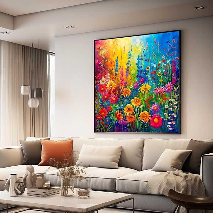 Bgraamiens Rainbow Flowers Garden 1000 Piece Puzzle for Adults,Hard Color Challenge for Wall Decro