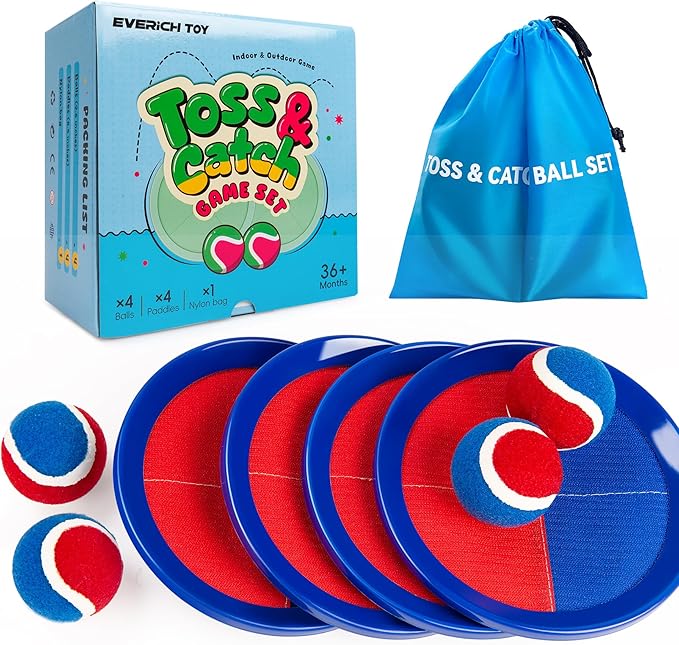 EVERICH TOY Upgraded Toss and Catch Ball Game Set, Easter Basket Stuffers Outdoor Games for Kids Toys, Beach Pool Toys Outside Family Yard Games Easter Gifts for Boys Girls 3 4 5 6 7 8-12 Years Old