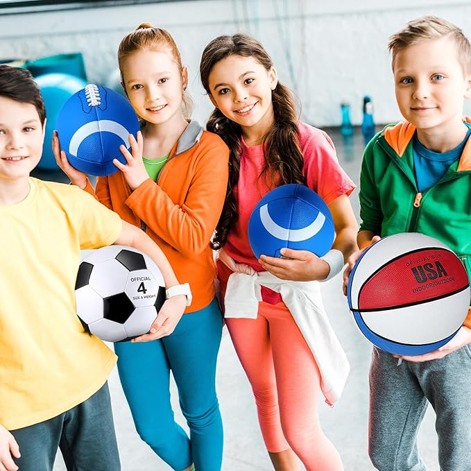 Libima 3 Pcs Sports Ball Set for Kids Teens Include Official Size Basketball Soccer Football with Pump and Carry Bag Training Practice Sport Back to School Gift