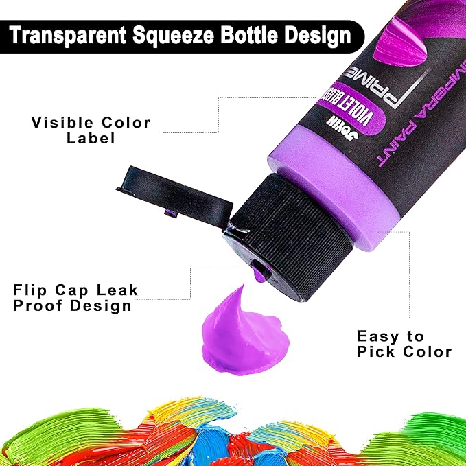 JOYIN Washable Tempera Paint Set for Kids 42PCS, Non Toxic Liquid Paint with 15 Brushes and 4 Palettes - Art Supply for Kids for Arts and Crafts Project, Finger Painting (2 oz Each), Easter Basket Stuffers