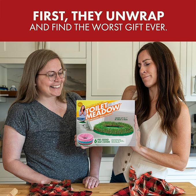 Prank-O Toilet Meadow Prank Gift Box – Funny Empty Gag Gift Packaging for White Elephant, Christmas & Office Parties, Hilarious Joke Gift Box to Hide Real Presents for Friends & Coworkers