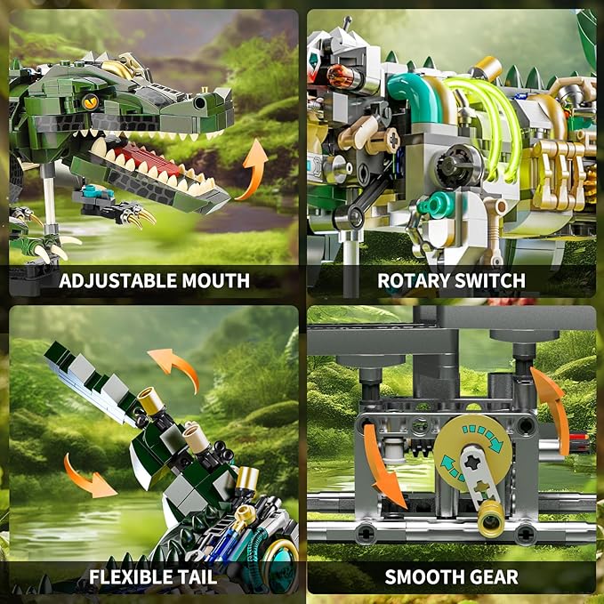 Ideas Mechanical Crocodile Building Set - Alligator Animal Toy with Display Stand and Light, Compatible with Lego Dinosaur, STEM Gift for Adults & Teens Boys Ages 14+ (996 PCS)