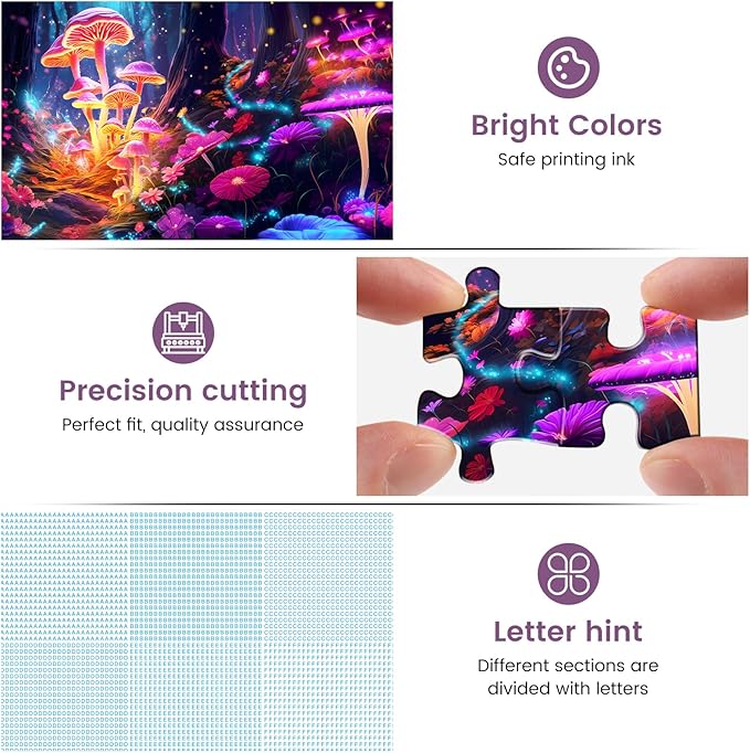 500 Pieces Puzzles for Adult Jigsaw Puzzle Mushrooms Puzzle for Adult Elderly Difficult Puzzle Gift for Family Activity Games Home Decor Wall Art 20.5x15IN