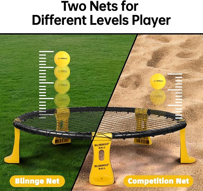 Roundnet Game Set with Balls and Patented Net, Lawn, Beach, Backyard Outdoor Game for Adults and Family