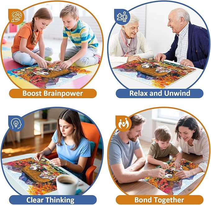 300 Piece Puzzle for Adults,Harvest at The Cabin Puzzle for Kids Teens Adults,Interlock Perfectly Letter on Back,Autumn Scene Jigsaw Puzzle,Gifts for Halloween Christmas Family Games Lovers,20.5*15In