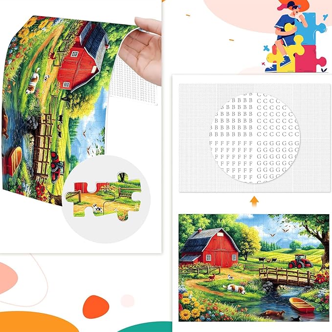 1000 Piece Farm Barn Jigsaw Puzzle for Adults, Fields Grass Puzzles for Adults 1000 Pieces, Challenging Puzzle for Friends Family Activity Game Nights, Finished Size 27.6" x 19.7"