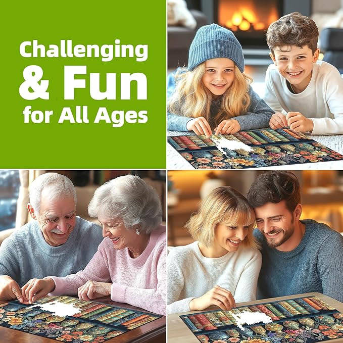 Bookshelf Vase 1000 Piece Puzzles for Adults, Hard Challenge Art 1000 Jigsaw Puzzles, for Gifts Birthday Party Games Family, 27.5" X 19.7" Dust Free Puzzle