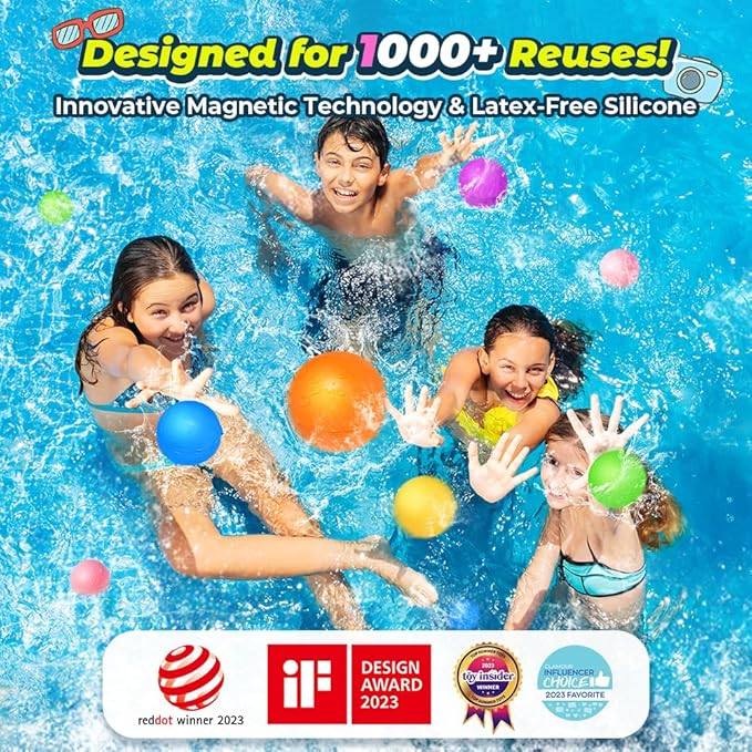 24Pcs Reusable Water Balloons, Summer Water Toys, Magnetic Water Ball for Outdoor Games, Pool Toy, Beach Toys for Kids