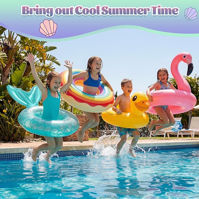MoKo Inflatable Swimming Ring, Cute Pool Float Tube Decorations Swim Tubes Outdoor Pool Beach Water Floats Party Supplies Floaties