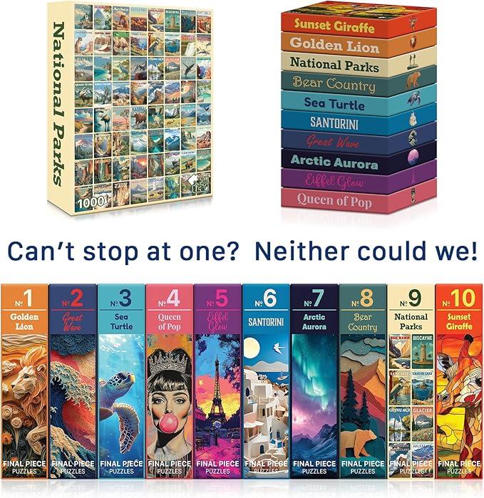 National Parks (#9) – 1000 Piece Jigsaw Puzzle for Adults | Premium European Blue Board | Satin Low-Glare Finish | Ribbon Cut | Bonus Poster | Display-Worthy Box | Printed in USA | Final Piece Puzzles