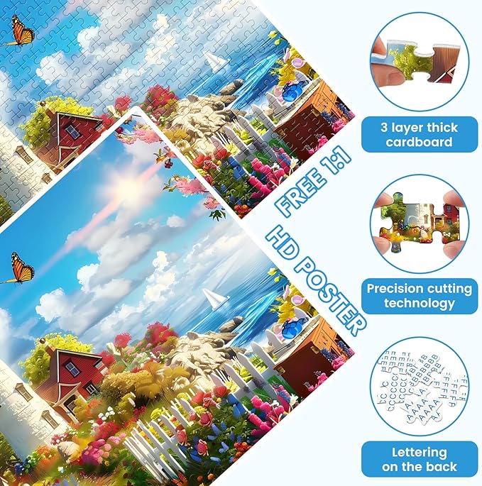 500 Pieces Puzzle for Adults Lighthouse Jigsaw Puzzle, Recycled Cardboard Jigsaw Puzzles 500 Pieces, Family Challenging Game, Nature Landscape Difficult Jigsaw Puzzle 20.5×15 in