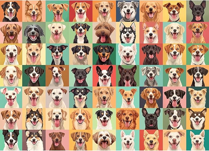 1000 Pieces Jigsaw Puzzles for Adults - Vibrant Dog Faces - Fun and Challenging Dog Puzzle for Family and Friends - Challenging Puzzle Perfect for Game Nights (19.7x27.6 in)