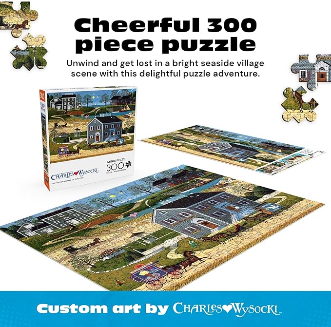 Buffalo Games - Charles Wysocki - The Whippersnappers of Cape Cod - 300 Piece Jigsaw Puzzle for Adults - Challenging Puzzle Perfect for Game Nights - Finished Size is 21.25 x 15.00