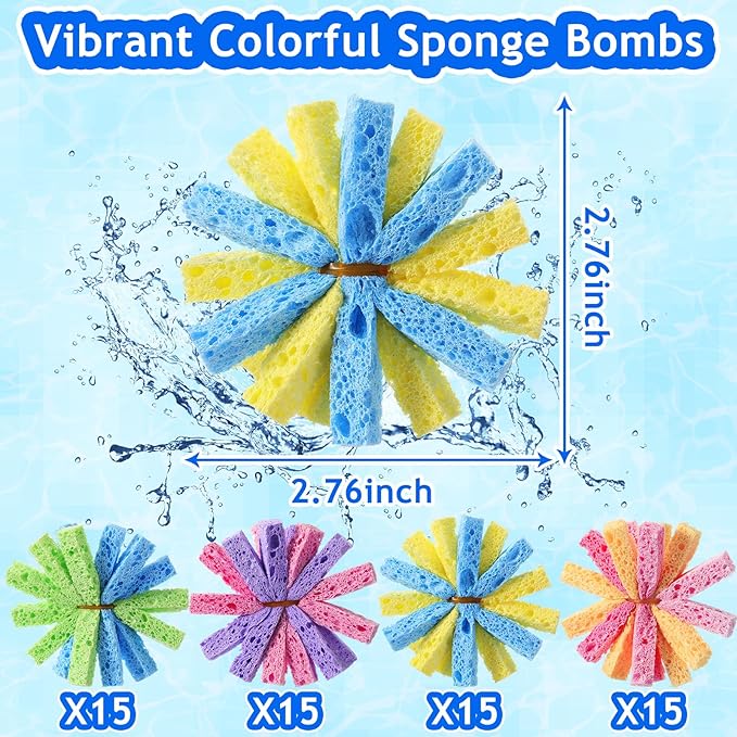 60 Pcs Reusable Water Balls for Outdoor Water Sponges Kids Games Toys Soft Quick Soak Pool Fight Toys for Summer Activities Backyard Trampoline Beach Party (Stylish Color)