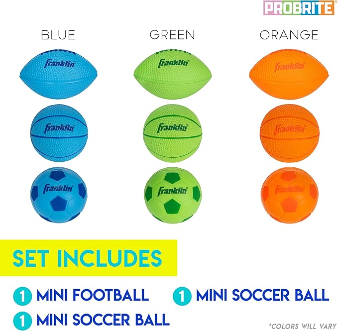 Franklin Sports Kids Foam Sports Balls - Indoor + Outdoor Soft Foam Toy Balls for Kids - Perfect Backyard + Practice
