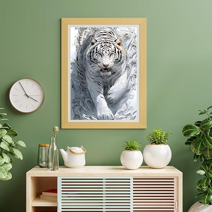Puzzles for Adults 500 Pieces, Tiger Jigsaw Puzzles - Ethereal White Tiger, Impossible Tiger Puzzle for Seniors Families, 20.47x14.96 inches, 1:1 Poster, Letter on The Back