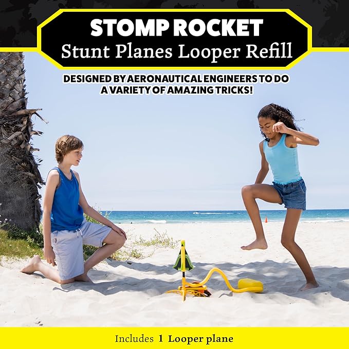 Stomp Rocket Stunt Airplane Refill, Looper Plane Launcher Toy for Kids - Airplane Toy Soars Over 100 Feet - Fun Outdoor Toys & Gift for Boys or Girls.