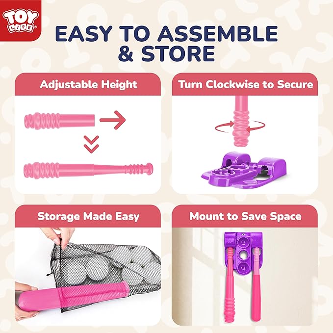 TOY Life T Ball Set for Kids 3-5 5-8, Toddler Baseball Set for Girls, T Ball Stand Sets with Baseball Glove, Tball Bating Tee Outdoor Indoor Toys for Toddler Girls