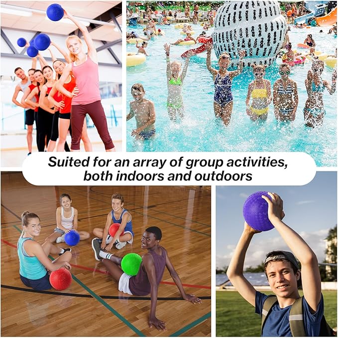24 Pcs Dodgeballs 5 Inch Playground Ball Kickball Inflatable Rubber Handball Bouncy Dodge Ball with 1 Hand Pump for Outdoors Ball Games Gym Camps Picnic (Multicolor)