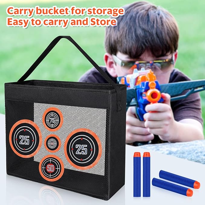 600PCS Refill Bullets Fit for Nerf Guns N-Strike Elite Series Blasters Toy Guns Darts with Portable Shooting Practice Target Toy Storage Mesh Bag