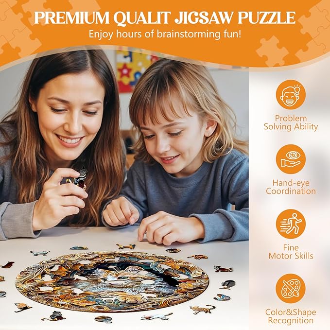 Wooden Puzzles for Adults, 3D Vision Effect-3D Cat Wood Puzzles Adult, Unique Shaped Wooden Jigsaw Puzzles, Creative Birthday Gifts for Friends/Family/Puzzle Lovers, Home Decor(M-11.4 * 11.4in 200pcs)